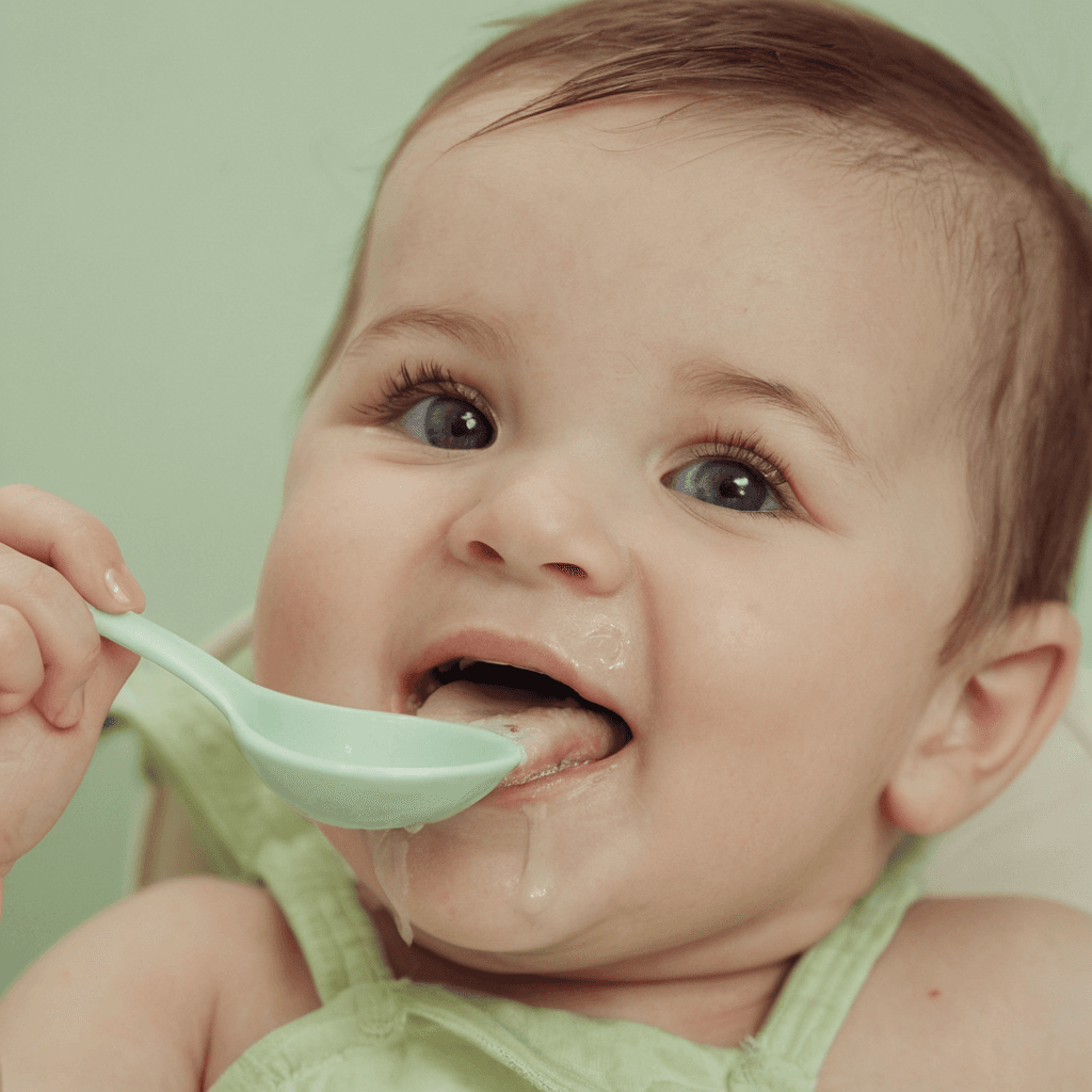 Bebê feliz comendo papinha 1
